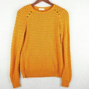 Goldenrod Deep Yellow Basket Weave Knit Lightweight With Silver bButtons